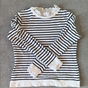 Boden Black and White Striped Long Sleeve Top
